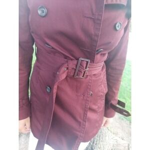 BANANA REPUBLIC Maroon Belted Trench Coat Small
